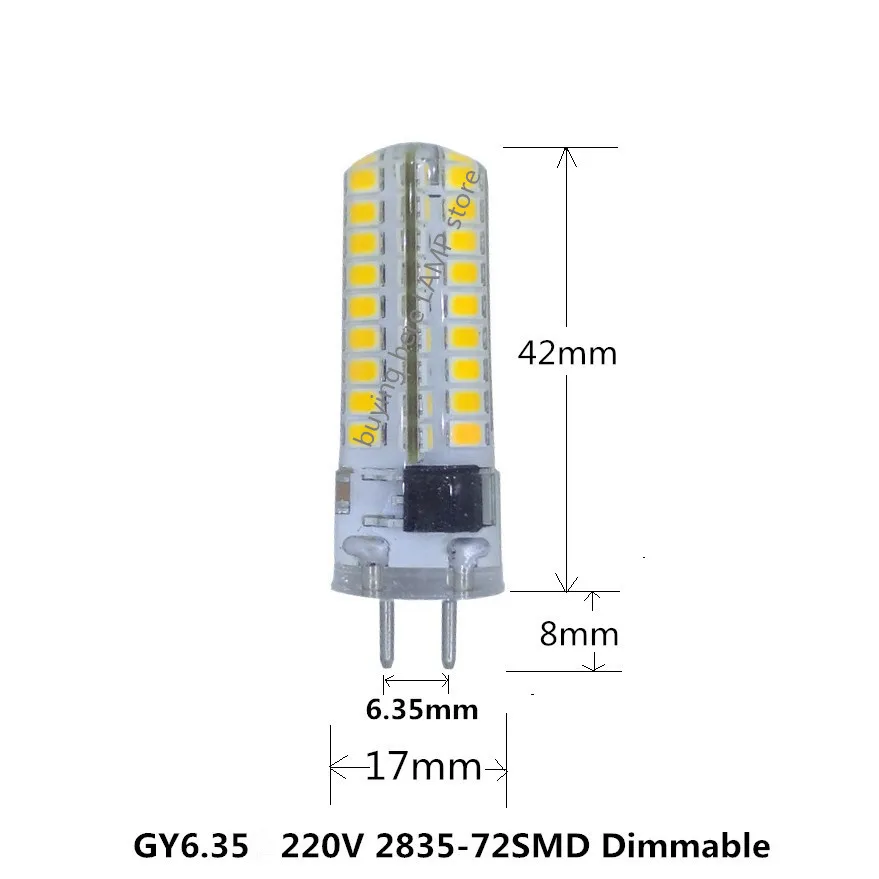 5 шт. светодиодный Диммируемый прожектор GY6.35 220 В с регулируемой яркостью COB/2835/3014smd 64/72 бусины без вибрации силикон gy6.35 светодиодный 220 В Диммируемый светодиодный g6.35 220 В