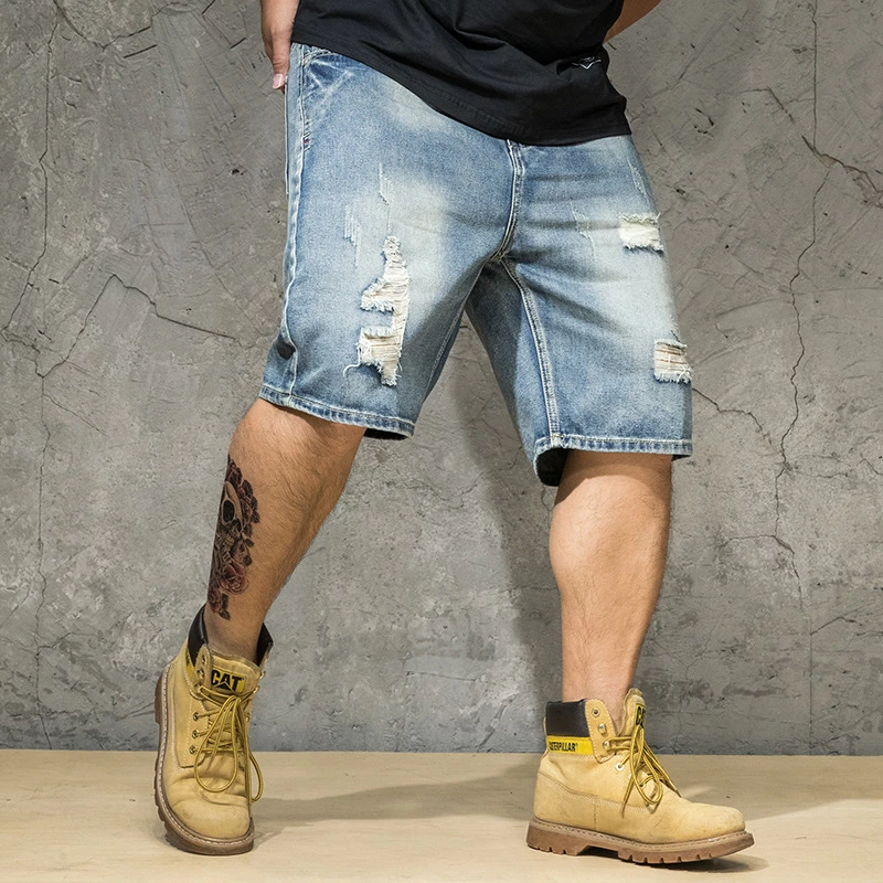 Mens Shorts Summer Jeans Short Men 6xl 19 Blue Denim Man Half Jean Homme Uomo Brand Plus Size 5xl Ripped Distressed Trousers Jeans Aliexpress