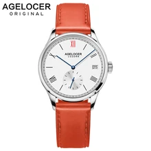 Agelocer Swiss Brand Ladies Watches Automatic Women Watch Red Leather Sapphire Glass Waterproof Mechanical watch Montre