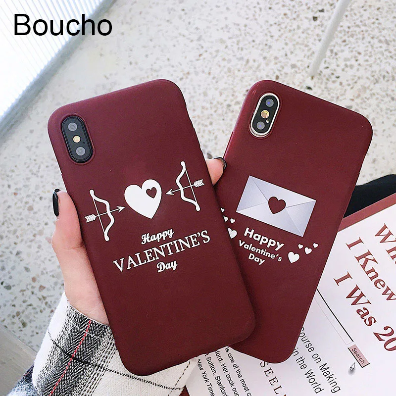 Чехол для телефона Boucho с милым сердцем iPhone XS MAX XR X мягкий чехол 6 6S 7 8 Plus Матовые