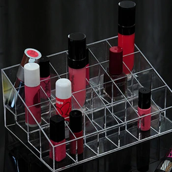 

2pcs Transparent Acrylic Beauty Item Organizer Eye Shadow Blush Sample Display Shelf With 24 Grid(S Size)