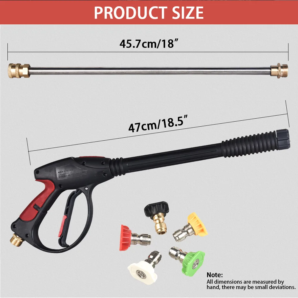 Пистолет для мойки высокого давления 4000 фунтов на кв. дюйм, распылитель с удлинительной палочкой 19 дюймов, 4 насадки для быстрого подключения, 1 насадка для мыла для мойки автомобиля и дома