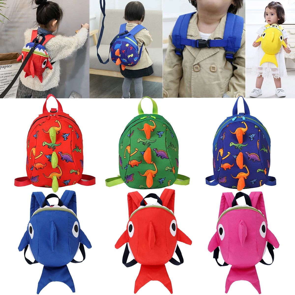 Детские ремни безопасности рюкзак поводок для малышей анти-потерянный динозавр сумка в форме акулы детские Горячие сумки