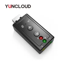 Звуковая карта YUNCLOUD Внешний USB 2,0 7,1 канал 3D аудио мини адаптер 3,5 мм интерфейс микрофона для наушников для ПК USB аудио карта