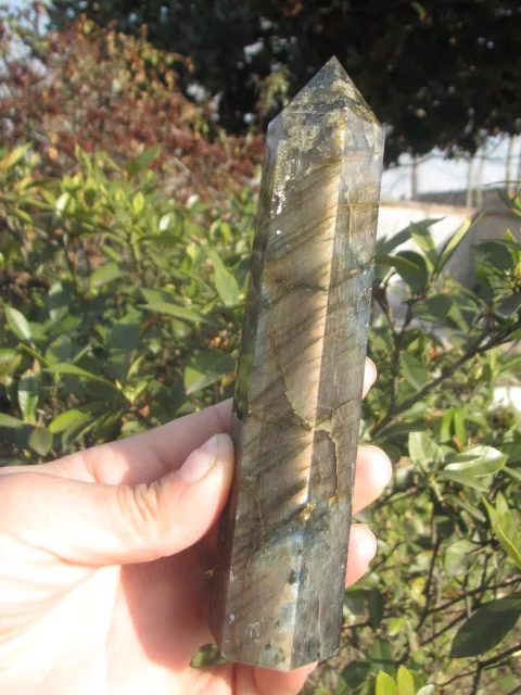 

1pcs Natural beautiful labradorite QUARTZ CRYSTAL WAND POINT HEALING