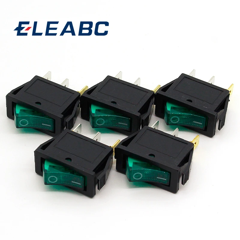

5pcs/lot Green LED Light SPST 3PIN ON/OFF G124 Boat Rocker Switch 15A/250V 20A/125V Car Dash Dashboard Truck RV ATV Home