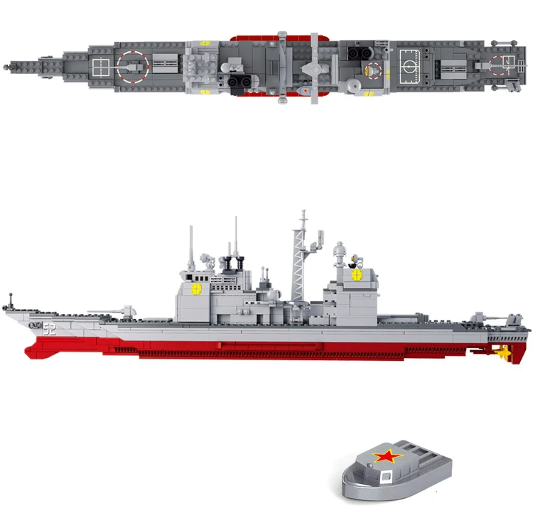 Sluban 0389 883 Шт Военный военный корабль военно-морского флота крейсер самолет Перевозчик линкор строительный блок