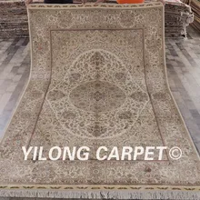 YILONG 6'x9' ковер тавризский Шелковый бежевый Традиционный персидский ковер kazakstan шелковый ковер(SL71A6x9