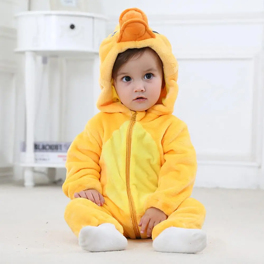 Популярный милый детский комбинезон; комбинезон для маленьких мальчиков и девочек; Одежда для новорожденных; одежда для малышей с капюшоном; комбинезон костюмы для малышей с рисунком кролика - Цвет: yellow duck