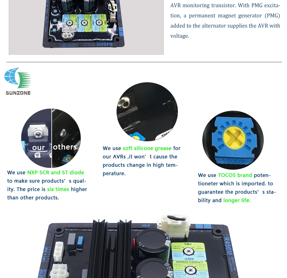 Совместим с оригинальным регулятором напряжения AVR R450M для генератора двигателя Dizel