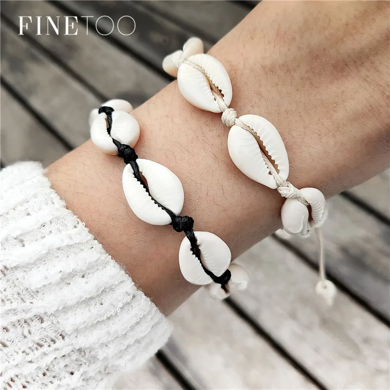 

Boho Ocean Beach Cowrie Shell Charm Bracelets for Women Pulseras Mujer Adjustable Handmade Braided Macrame Seashell Bracelet