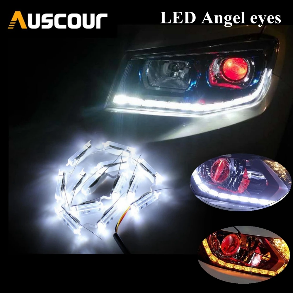 2pcs Flexible Crystal Angel Tears LED Strip Light Car Headlight DRL