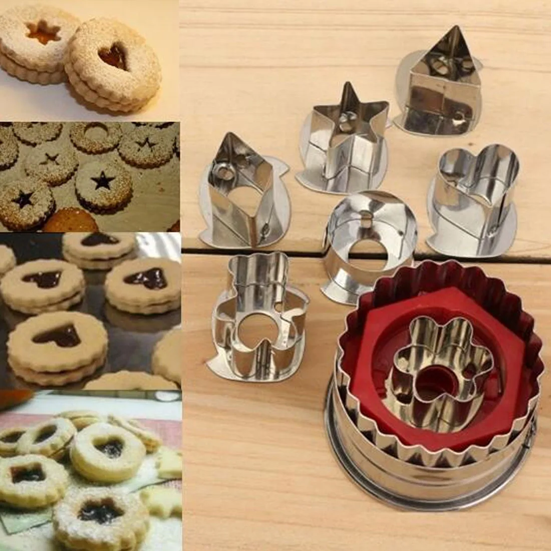 

8Pcs/lot Cookies Cutter Tools Plastic Cake Mould Stainless Steel Biscuit Forms For DIY Gingerbread Cookies Cake Decorating