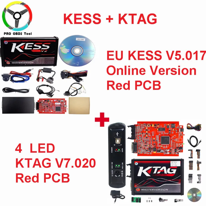 

Newly Kess Ktag Master Online Red EU V2.47 V2.25 Kess V2 V5.017 Unlimited ECU Chip Tuning Tool K tag V7.020 4 LED ECU Programmer