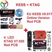 Online EU Red V5.017 Kess V2 V2.47 SW V2.23 2.47 OBD2 Manager Tuning Kit Ktag V7.020 4 LED K-TAG 7.020 No Token Limited ECU Tool