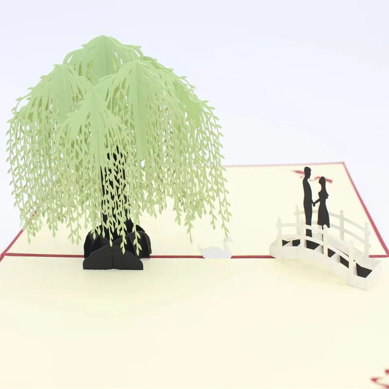  3D Laser Cut Handmade Lovers Under the Willow Paper Invitation Greeting Cards PostCard Wedding Vale - 32793392942