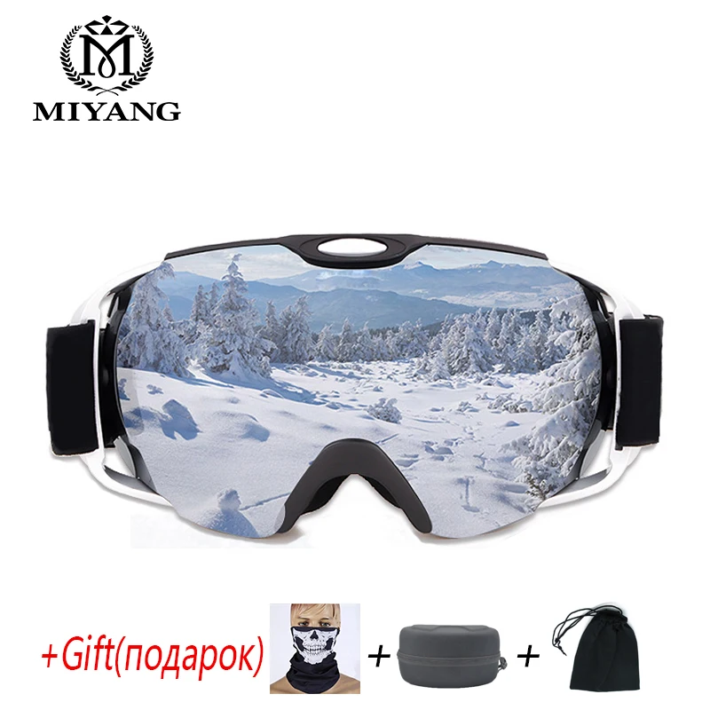 Skiing Eyewear Glasses Spherical Double Anti fog Goggles Anti Snow