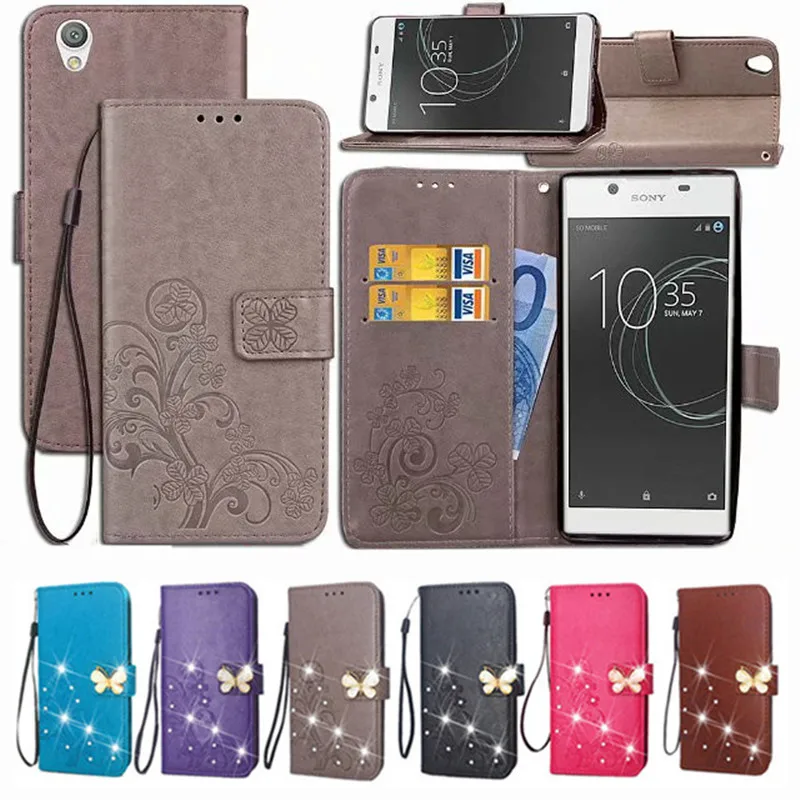 Кожаный чехол бумажник со стразами для sony Xperia XA XA2 Ultra XA1 10 1 L2 L1 XZ1 compact Z3 Z2 Z5 XZ XZ2