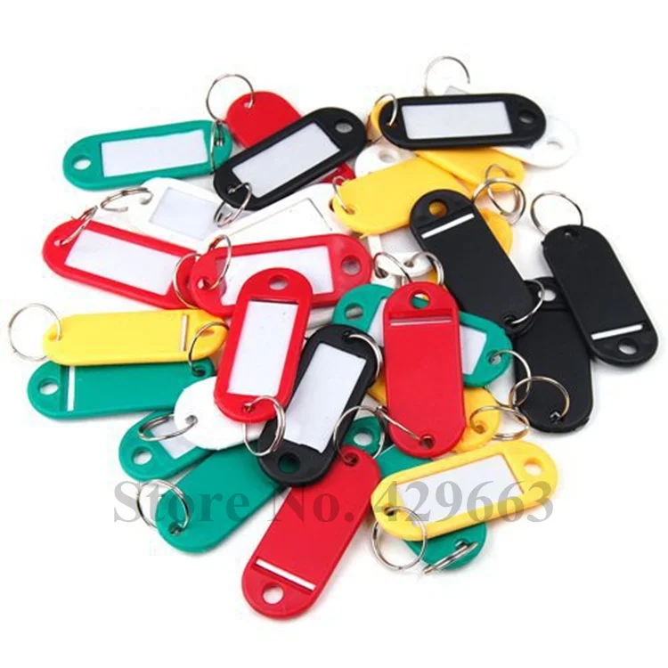 1000pcs/lot Plastic Keychain Blanks Key Ring Diy Name Tags For Baggage