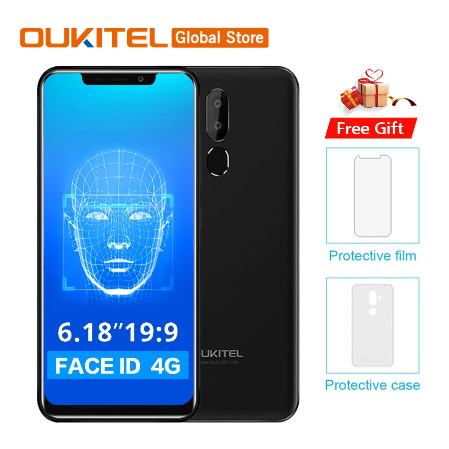 

OUKITEL C12 Pro 4G 6.18"19:9 Android 8.1 Face ID 3300mAh MT6739 Quad Core 2GB RAM 16GB ROM 8MP+5MP Fingerprint Mobile Phone