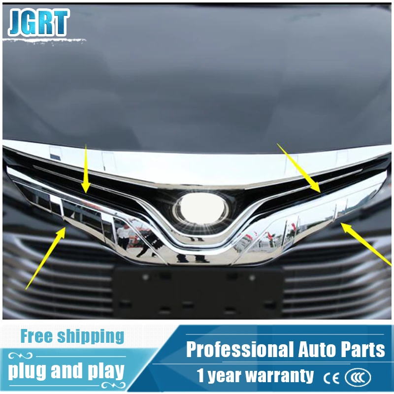 

2018 car styling for Toyota Camry chrome front grille trim for Camry grille decoration strip 1 pcs