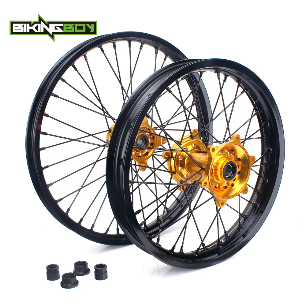 

BIKINGBOY 21" 19" MX Motocross Front Rear Wheel Rims Gold Hub for Suzuki RM-Z 250 07 08 09 10 11-17 RMZ 450 2005 2006-2017 2016