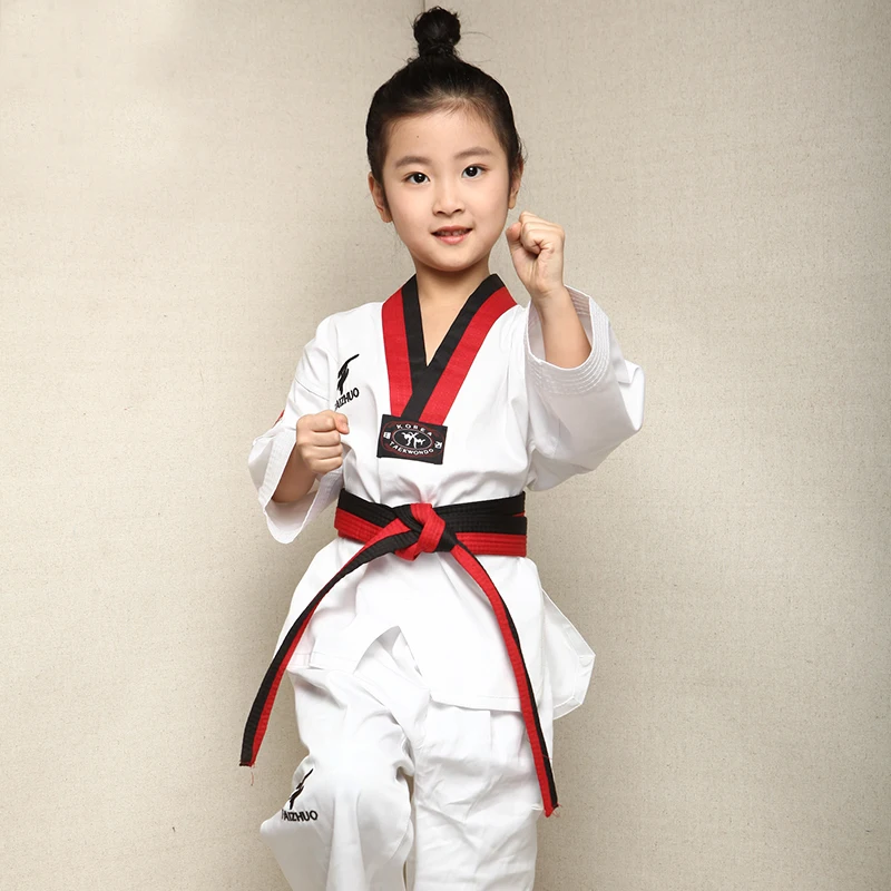 10pcs Lot Children Kids Taekwondo Uniform 100 Cotton Taekwondo Dobok Long Sleeve Taekwondo Outfit Kickboxing Training 