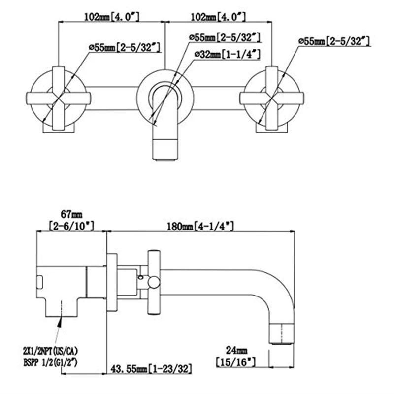 KEMAIDI Taps Fashion Wall Sink Basin Mixer Tap Set