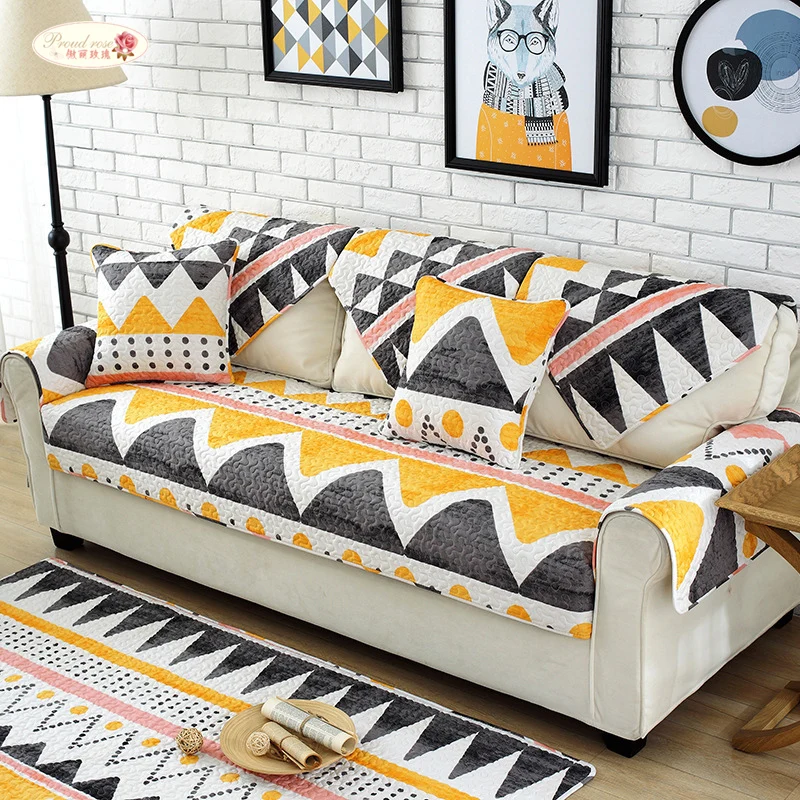

Proud Rose Nordic Anti-skid Sofa Cushion Armrest Towel Double Seat Sofa Cushions Four Seasons Sofa Cover Cloth Customized