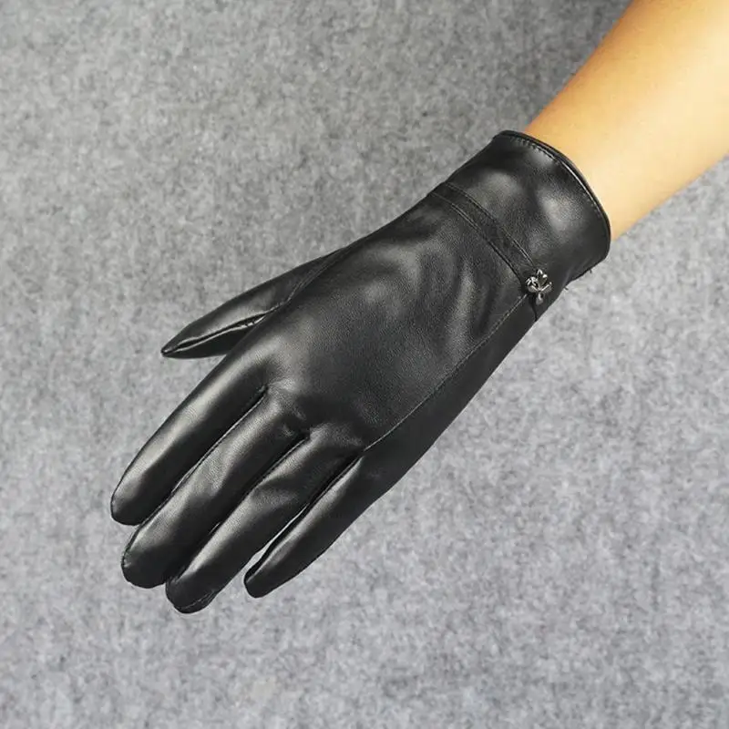 2018 зима осень женские теплые перчатки из искусственной кожи для вождения с сенсорным экраном и бантом, женские элегантные варежки, зимние