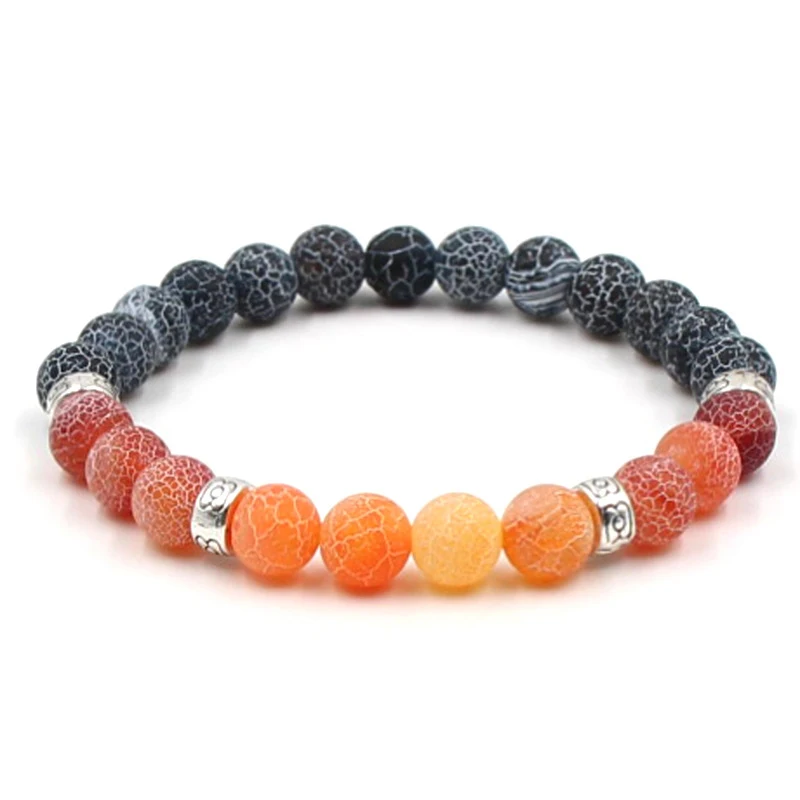 

Natural Black Lava Stone Bracelets 7 Reiki Chakra Healing Onyx stone Balance Beads Bracelet for Men Women Stretch Yoga Jewelry