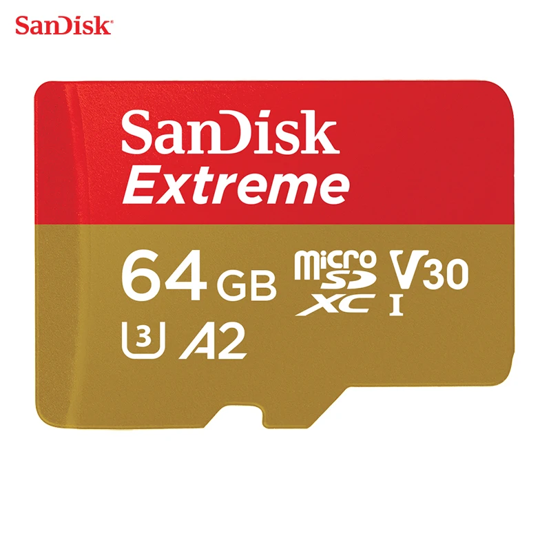 SanDisk 100% оригинальный 64 GB памяти Micro SD карты памяти U3 C10 A2 V30 4 K Extreme Скорость мобильная версия читать 160 МБ/с. записи Скорость 60 МБ/с