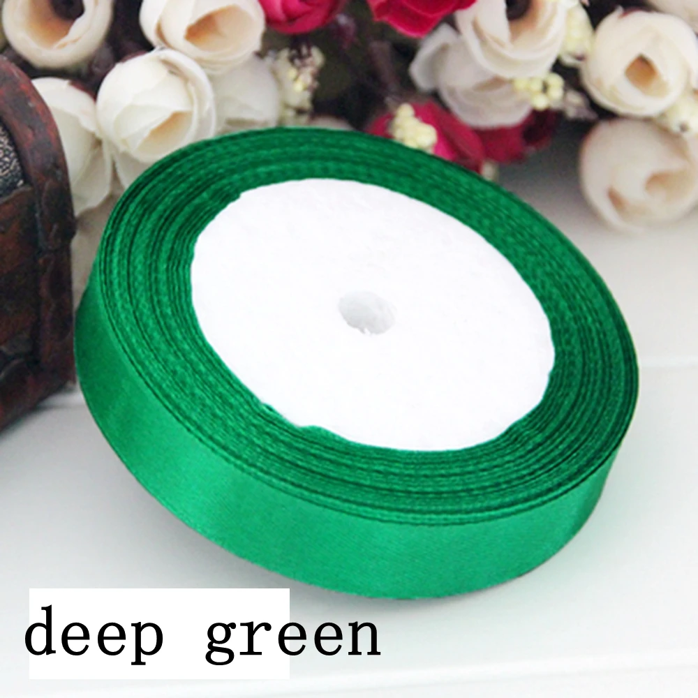 

25 Yards 22M Pick Size 6/10/15/20/25/40/50mm Deep Green Pretty Silk Satin Organza Polyester Ribbon For DIY Wedding Decoration