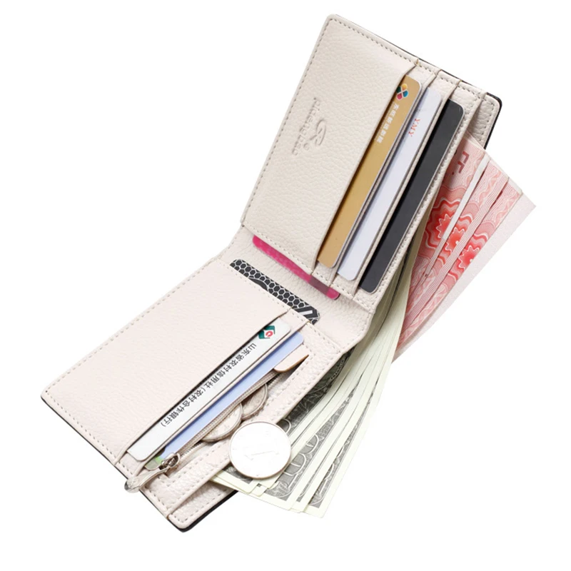 

Short Wallets Men Pure Color Leather Cross Pattern Pu Bifold Purses Design Simple Money Bag Credit Card Holder Mens Handy Wallet