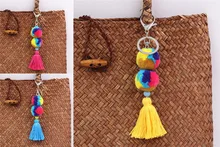 1pc mix cor pompom chaveiros para mulher bolsa acessórios pompons com borla jóias