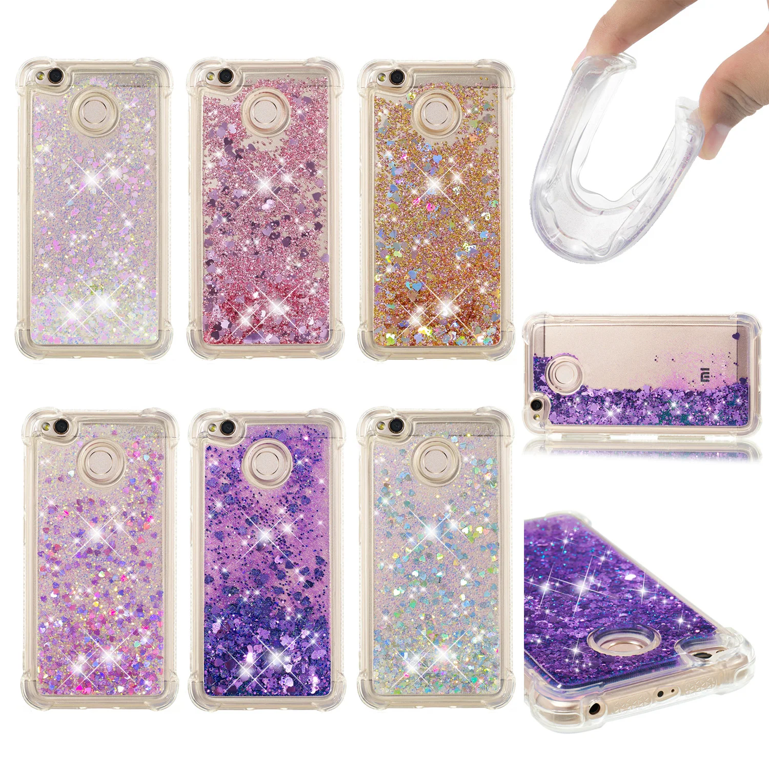 

Dynamic Liquid Glitter Star Quicksand Phone Cases For Xiaomi Redmi 4X Soft TPU Silicon Back Cover For Xiaomi Redmi 4X