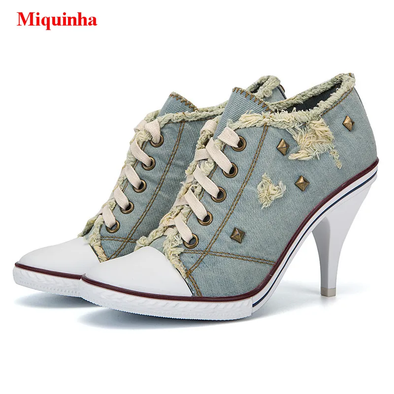 denim shoes heels