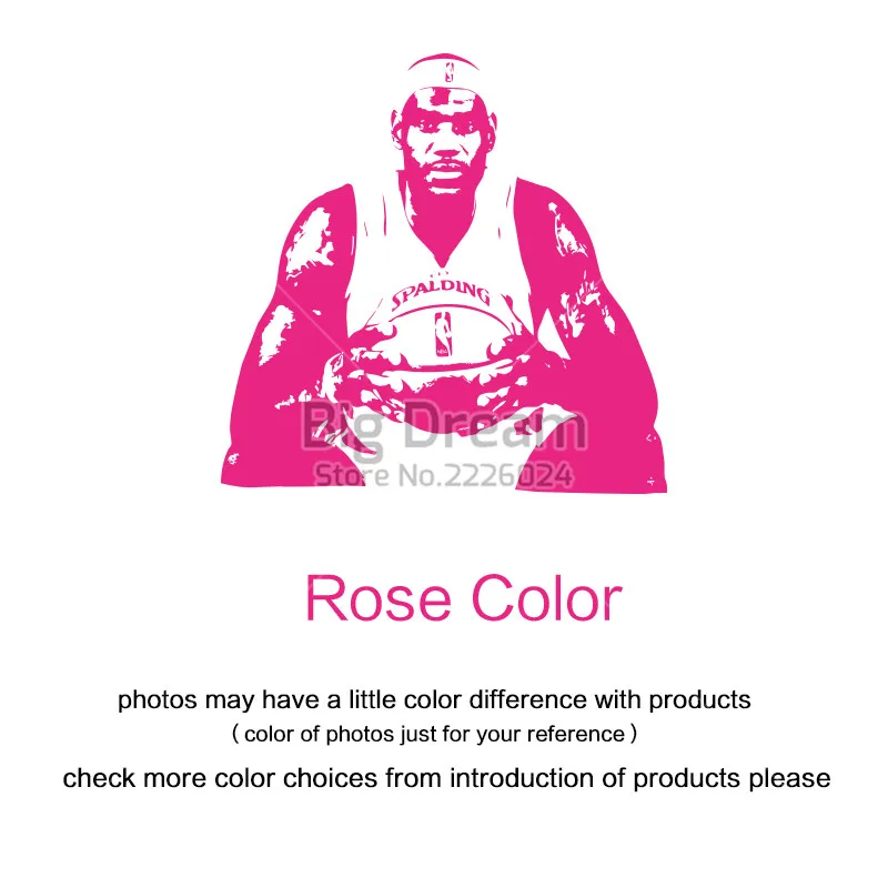 LeBron James, виниловые наклейки на стену, сделай сам, домашний декор, НБА, баскетболисты, Наклейки на стены, спортивная звезда, для детей, гостиной - Цвет: Rose Red