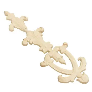 

HOT GCZW-Rubber Wood Carved Onlay Applique Unpainted Flower Door Home Furniture Decor size:30X10cm