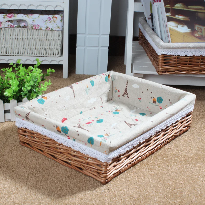 Rattan Wicker Storage Basket for Living Room Kitchen Bedroom Desktop Snacks Candy Food Cosmetics Jewelry Storage Box Organizer