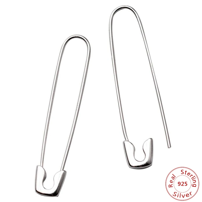 1 Pair Punk Rock Brief Style Earring S925 Silver Small Safety Pins