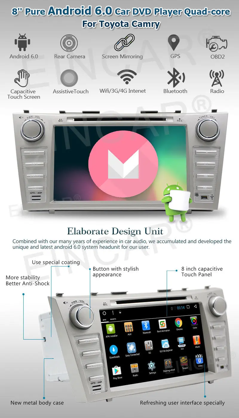 Perfect Android 6.0 8" Car Stereo GPS Navi Radio DVD Player for TOYOTA CAMRY 2007-2012 4 Perfect Android 6.0 8" Car Stereo GPS Navi Radio DVD Player for TOYOTA CAMRY 2007-2012 4
