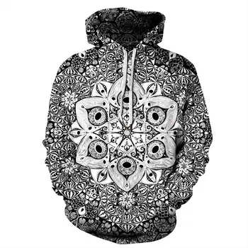 

Women Men Hoodies Autumn Hooded Sweatshirt Full Sleeve Pocket Retro 3D Mandala Printed Lovers Coat Pullover Top Drop Shipping