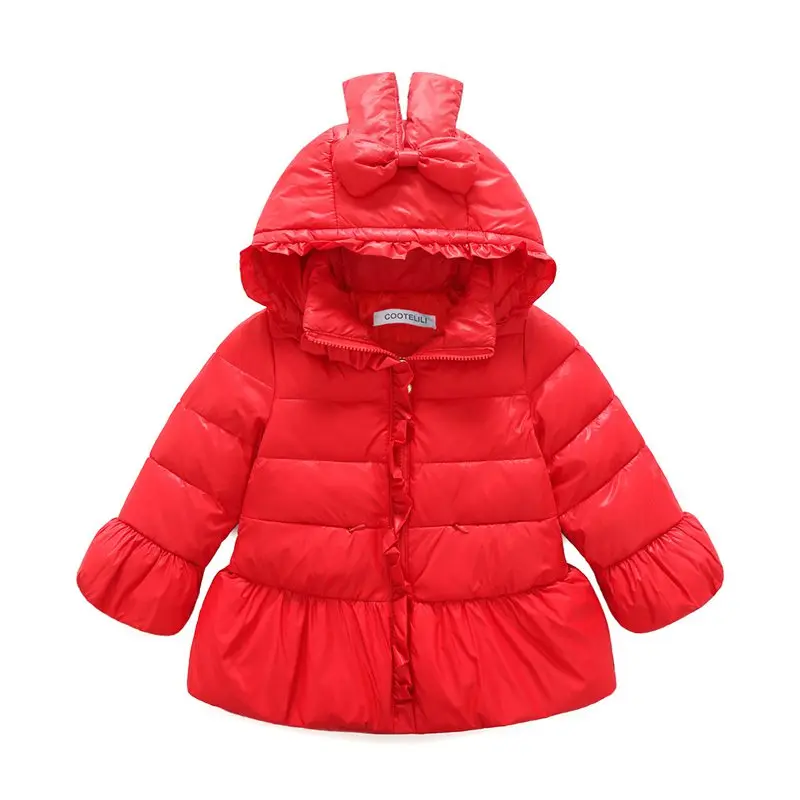 COOTELILI Fashion Bow Winter Girls Jackets Thick Warm Winter Girls Outerwear Coat Parkas For Kids Hooded Children Clothes (8)