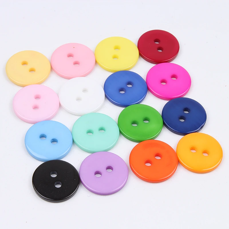 Круглые резиновые кнопки с 2 отверстиями 50 шт./лот 15 мм разноцветные пластиковые