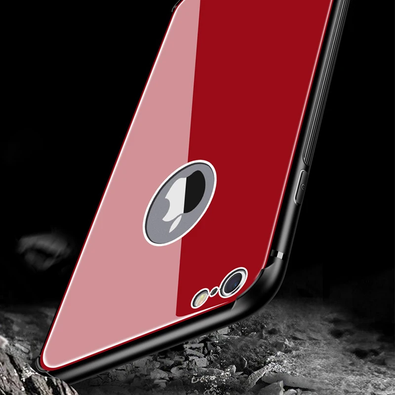 Tempered Glass Case for iPhone 6s Plus Back Cover Hard Case Bumper On