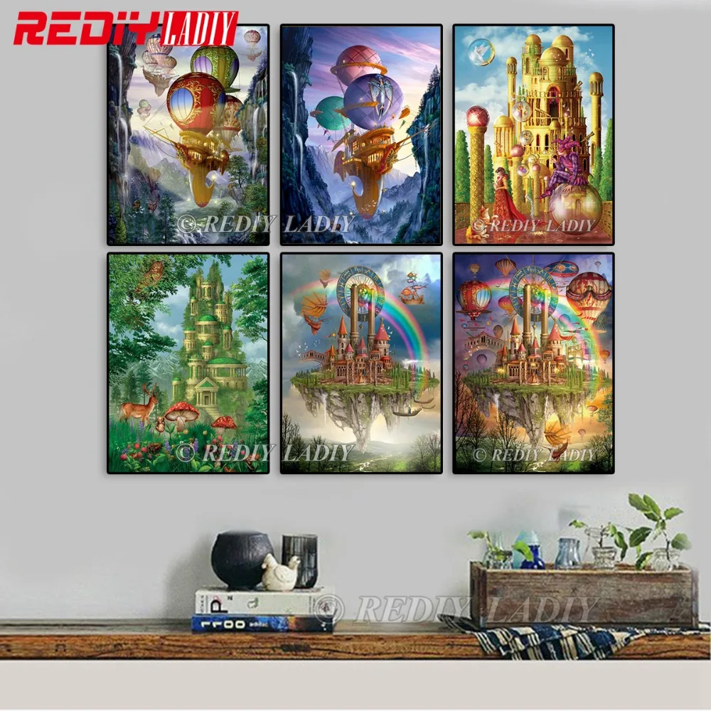 

DIY Diamond Embroidery Beaded Mosaic Pictures Fantasy Castle Full Square Diamond Painting Cross Stitch Crystal Rhinestones Arts