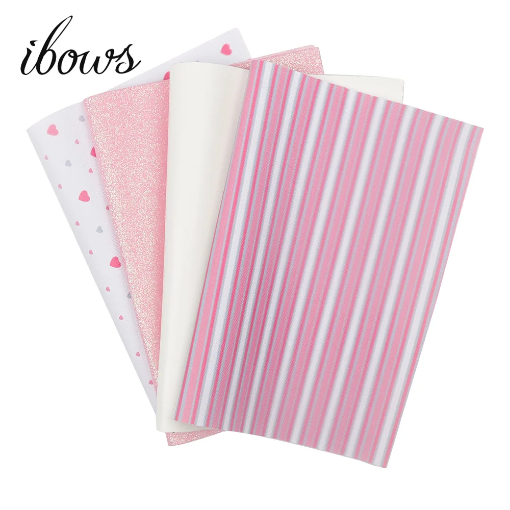 

22cm*30cm Synthetic Leather Mixed Pink Fabric Sheet Glitter Printed Love Heart Fabric DIY Hairbow Accessories Handmade Materials