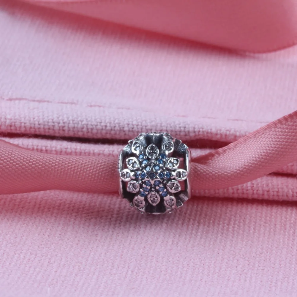 

zmzy 925 Sterling Silver Charms Vintage Snowflake Hollow pave Crystal Charm Fit Pandora Bracelets Bangles