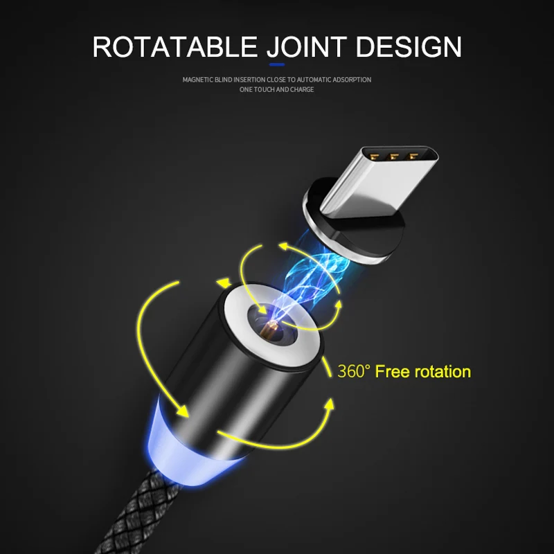 LED كابل مغناطيسي ل فون XS ماكس سامسونج Xiaomi TPYE-C سريع كابل شحن IOS المصغّر usb شاحن هاتف محمول يعمل بنظام تشغيل أندرويد كابلات شاحن